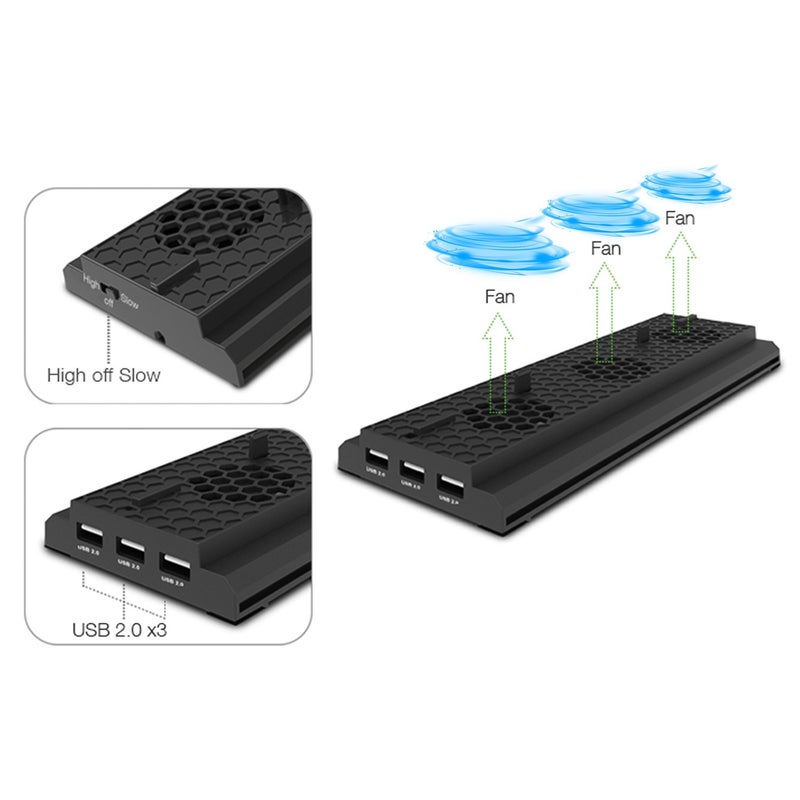 FASTSNAIL حامل تبريد عمودي FASTSNAIL متوافق مع Xbox One X، حامل مروحة تبريد متوافق مع Xbox One X مع 3 منافذ USB وشريط ضوء (متوافق فقط مع Xbox One X) - Image 2